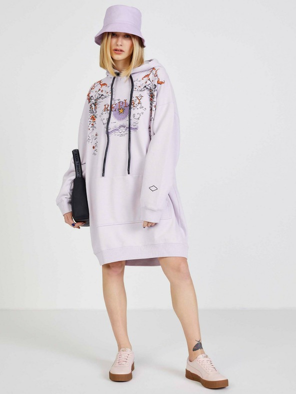 Replay Világoslila női mintás kapucnis pulóveres ruha Replay női pulóverrel