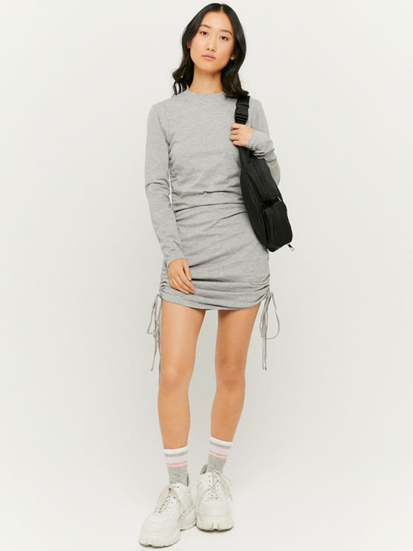 TALLY WEiJL Világosszürke ujjatlan miniruha oldalsó megkötőkkel TALLY WEiJL