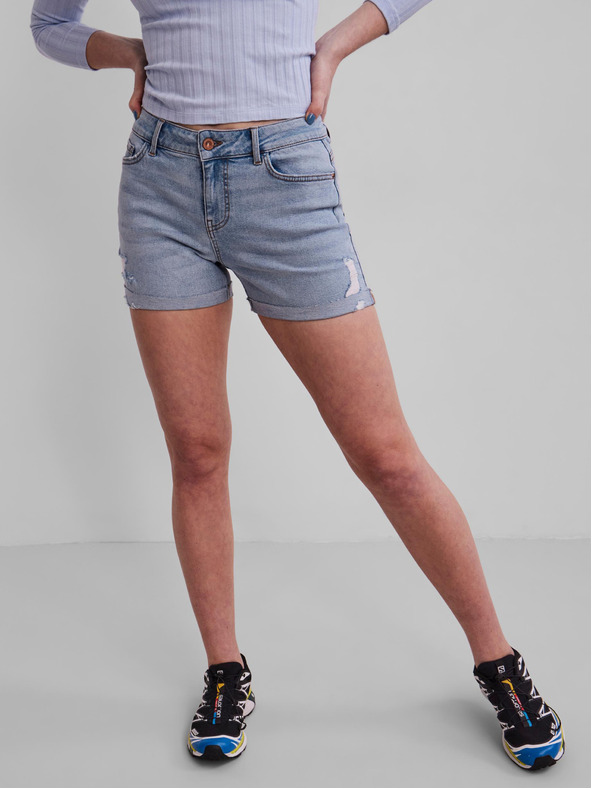 Pieces Világoskék farmer rövidnadrág szakadt hatással Pieces Lisa