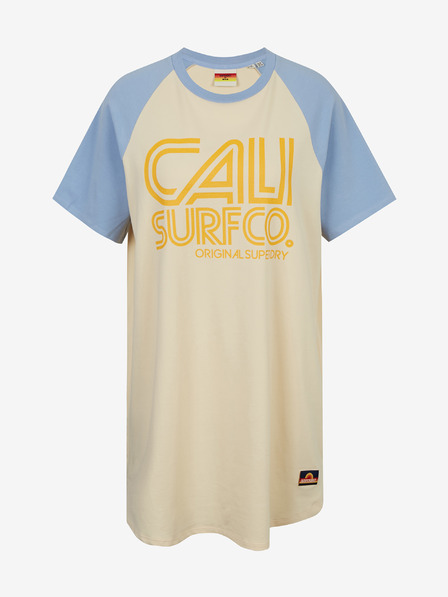SuperDry Női kék és rózsaszínű nyomtatott Superdry Cali Surf Raglan Tshirt ruha Superdry Cali Surf Raglan Tshirt ruha
