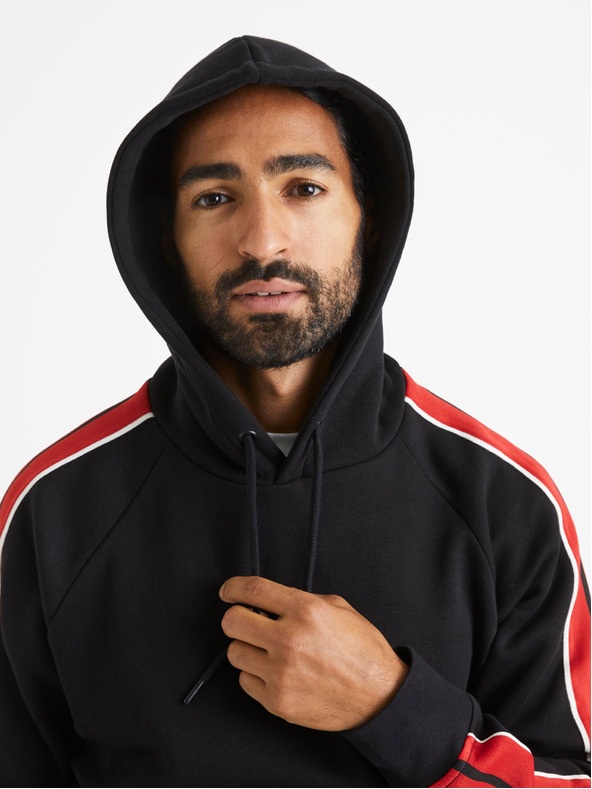 Celio Fekete férfi kapucnis pulóver Celio Vebandit