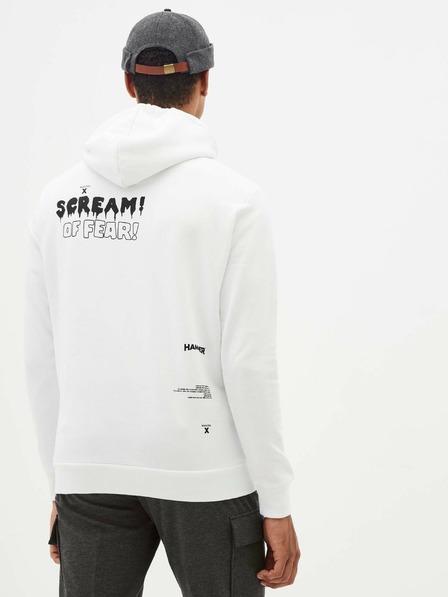 Celio Fehér férfi kapucnis pulóver Celio Taste of fear