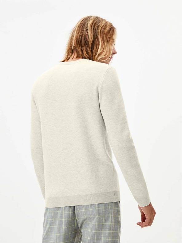 Celio Krémszínű férfi pulóver Celio Apeflash felirattal