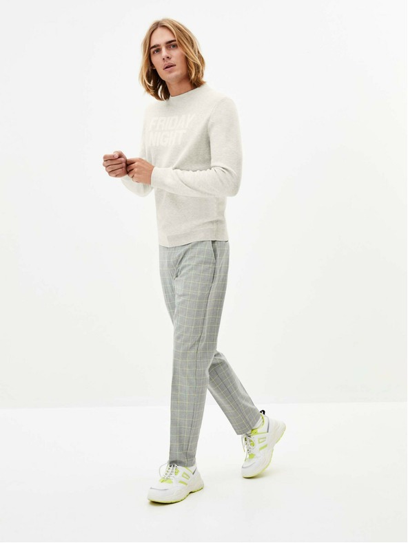 Celio Krémszínű férfi pulóver Celio Apeflash felirattal