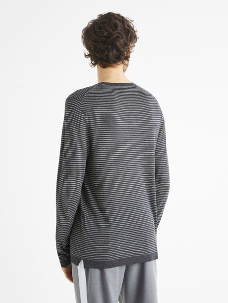 Celio Sötétszürke férfi Celio Bestripe csíkos pulóver