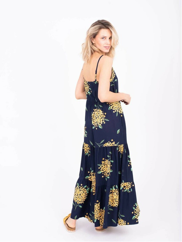 Brakeburn Sötétkék női mintás pántos maxiruha Brakeburn