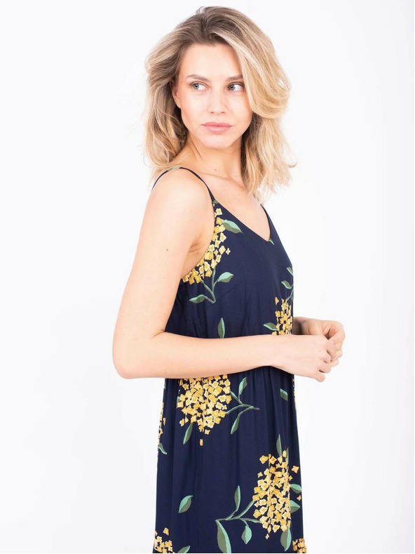 Brakeburn Sötétkék női mintás pántos maxiruha Brakeburn