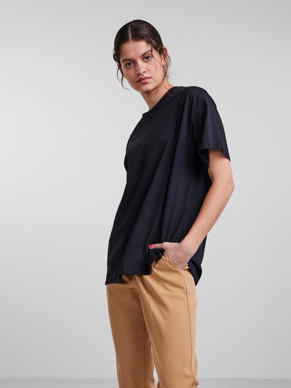 Pieces Fekete túlméretezett póló Pieces Rina