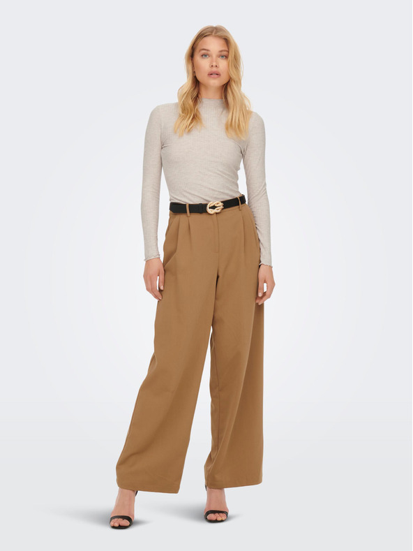 ONLY Bézs színű női ONLY Emma bordázott póló