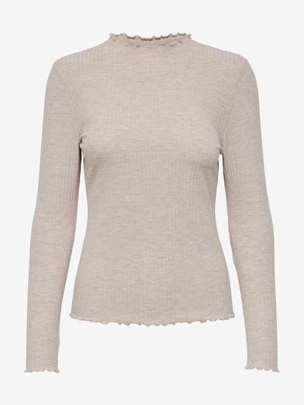 ONLY Bézs színű női ONLY Emma bordázott póló