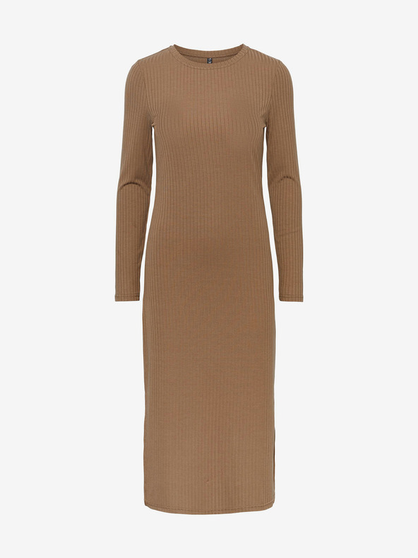 Pieces Pieces Kylie Világosbarna bordázott pulóver midipóló