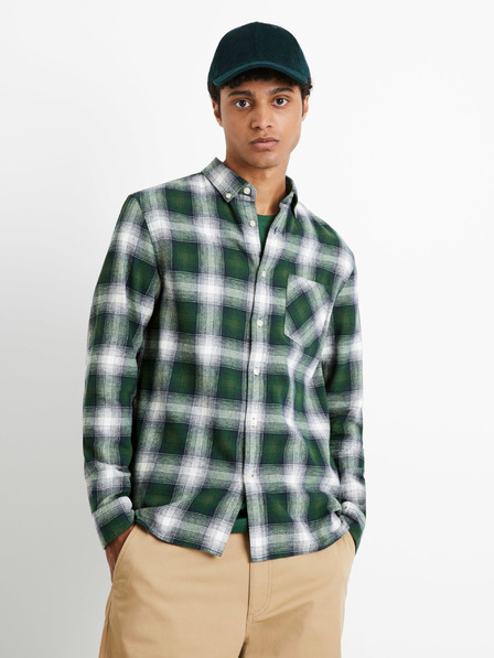 Celio Szürke és zöld férfi kockás flanel ing Celio Camulto