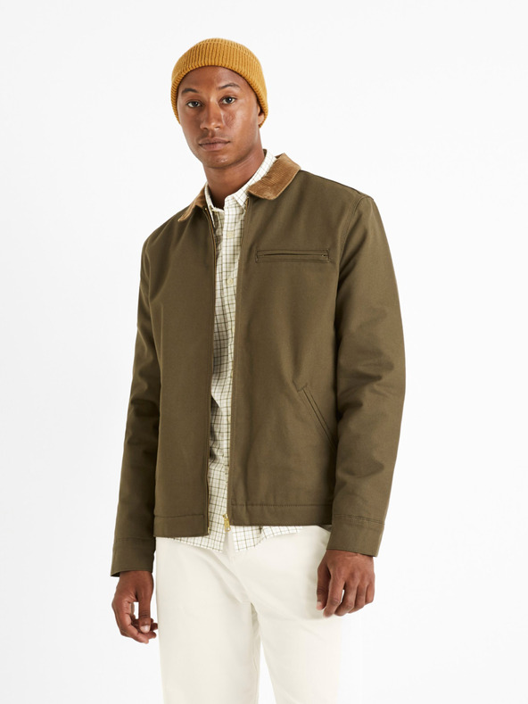 Celio Khaki színű férfi vízálló kabát Celio Cujacket