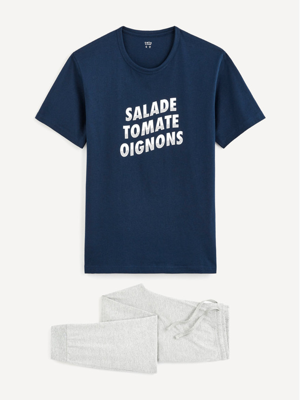 Celio Szürke és kék férfi pizsama Celio Kebab ajándékcsomagban