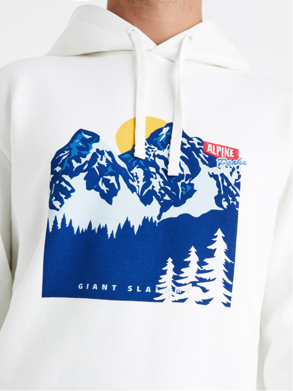 Celio Fehér férfi kapucnis pulóver Celio Ceslalom