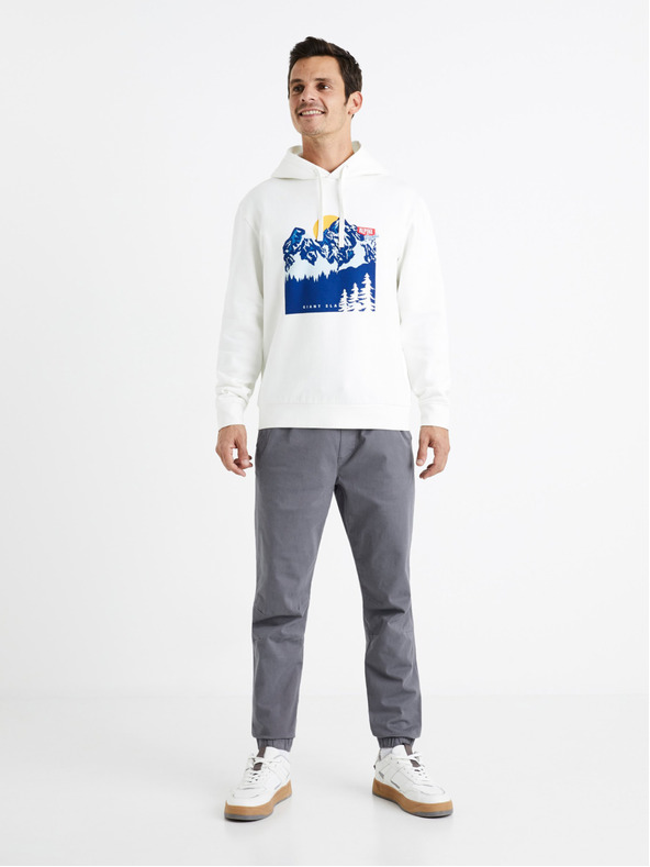 Celio Fehér férfi kapucnis pulóver Celio Ceslalom