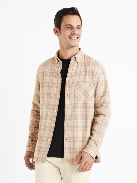 Celio Celio Canewto bézs kockás flanel ing