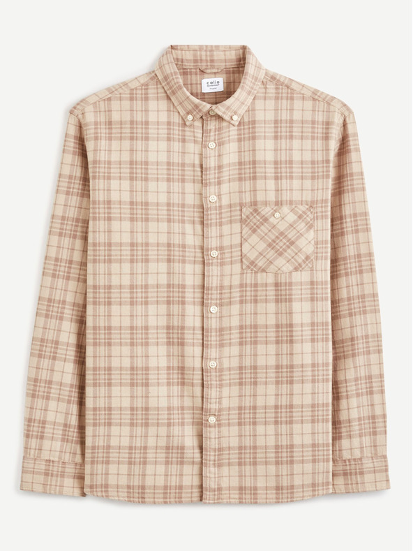 Celio Celio Canewto bézs kockás flanel ing