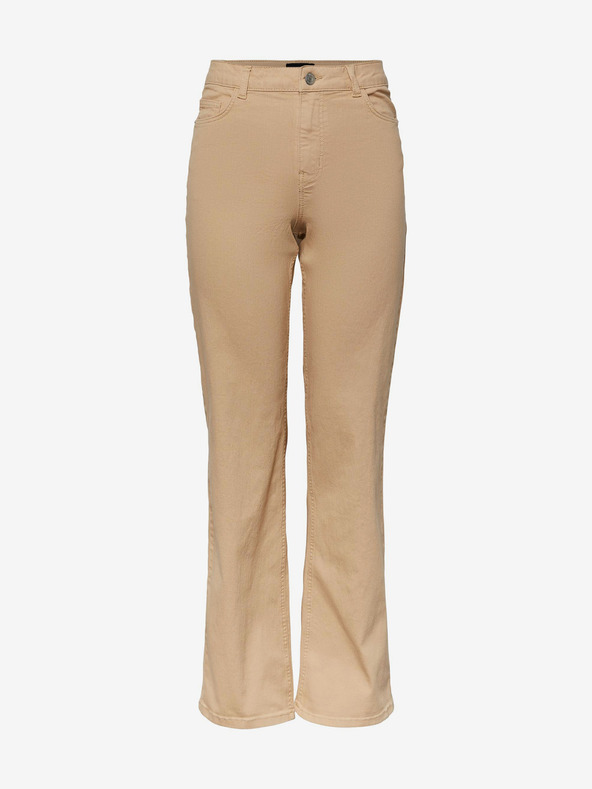 Pieces Bézs színű női széles szárú farmer Pieces Peggy