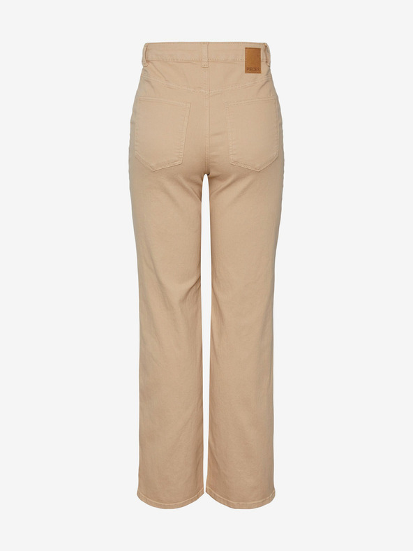Pieces Bézs színű női széles szárú farmer Pieces Peggy