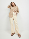 Pieces Krémszínű női széles szárú farmer Pieces Holly