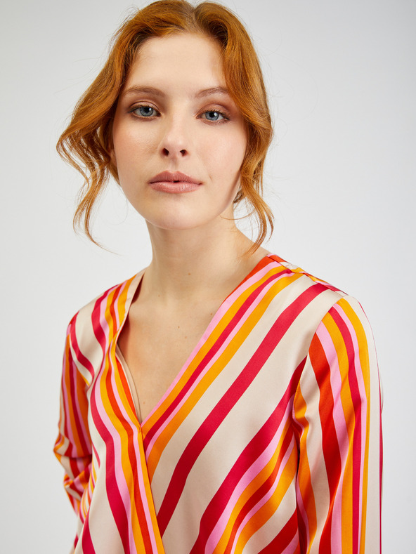 Orsay ORSAY rózsaszín-narancssárga csíkos női szaténblúz