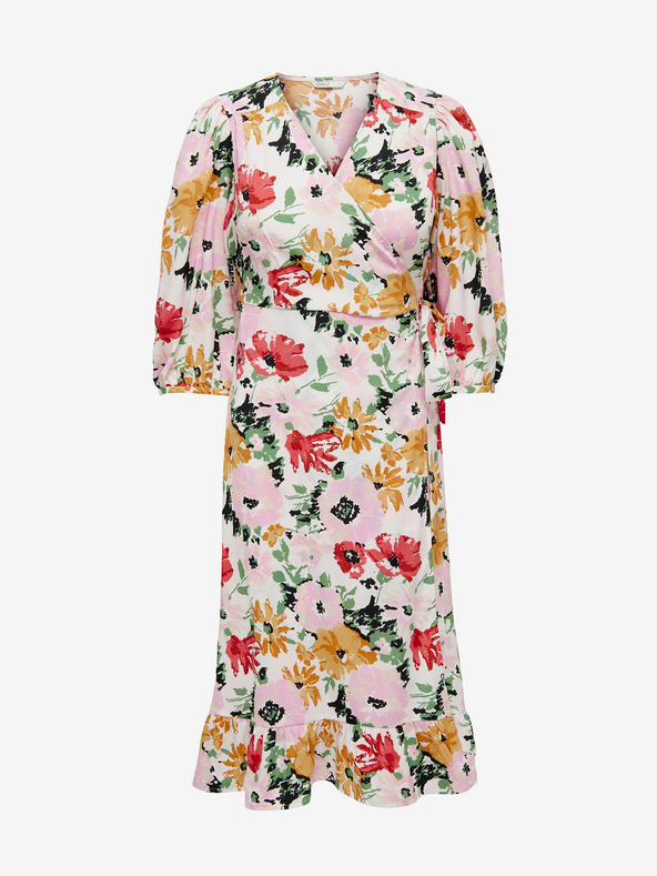 ONLY Krémszínű női mintás wrap midi ONLY Olivia