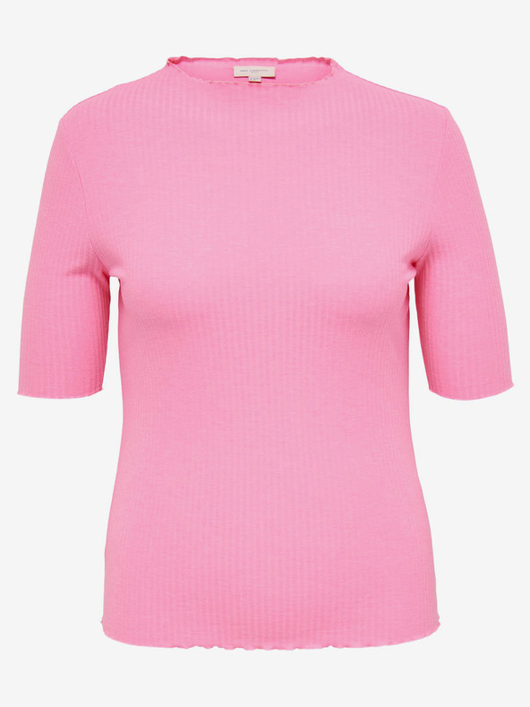 ONLY CARMAKOMA Rózsaszín női bordázott póló ONLY CARMAKOMA Ally