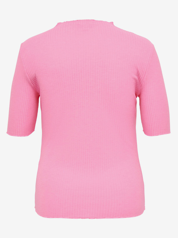 ONLY CARMAKOMA Rózsaszín női bordázott póló ONLY CARMAKOMA Ally