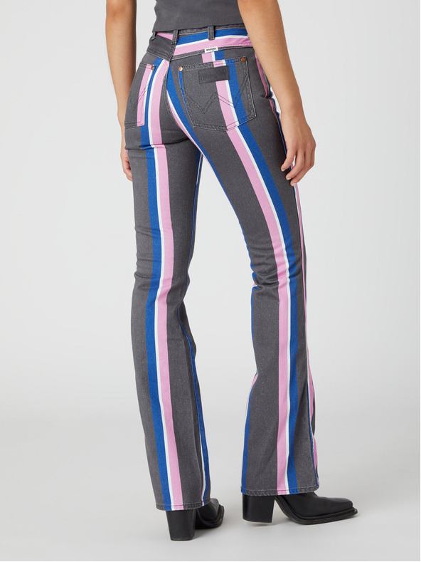 Wrangler Wrangler Heritage női rózsaszín és szürke csíkos, szélesített szabású farmer