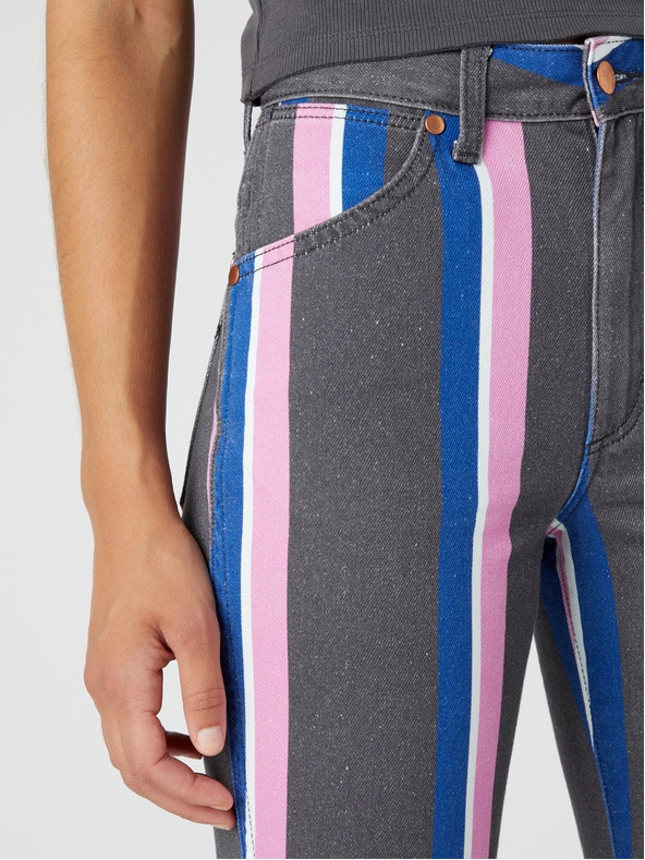 Wrangler Wrangler Heritage női rózsaszín és szürke csíkos, szélesített szabású farmer