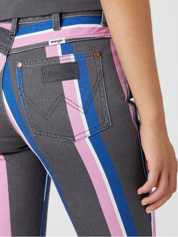 Wrangler Wrangler Heritage női rózsaszín és szürke csíkos, szélesített szabású farmer