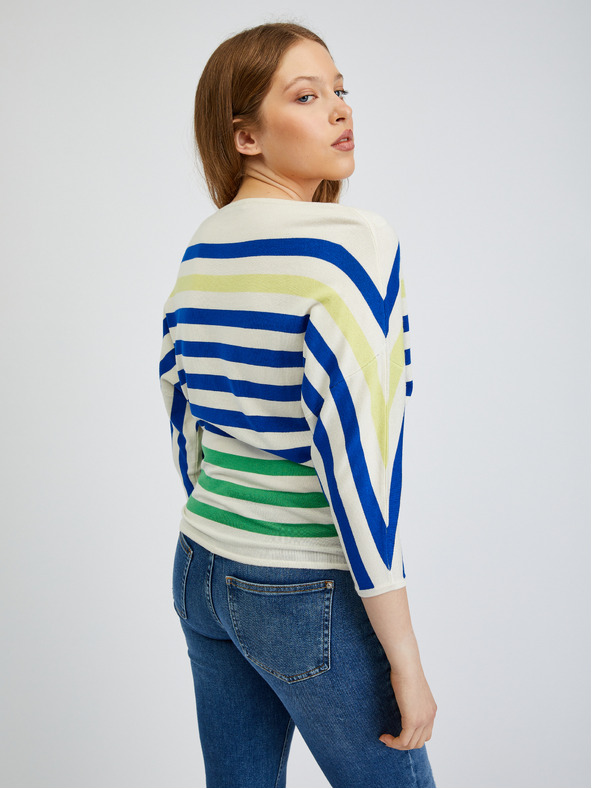Orsay ORSAY kék-krémszínű csíkos női pulóver