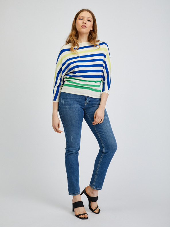 Orsay ORSAY kék-krémszínű csíkos női pulóver