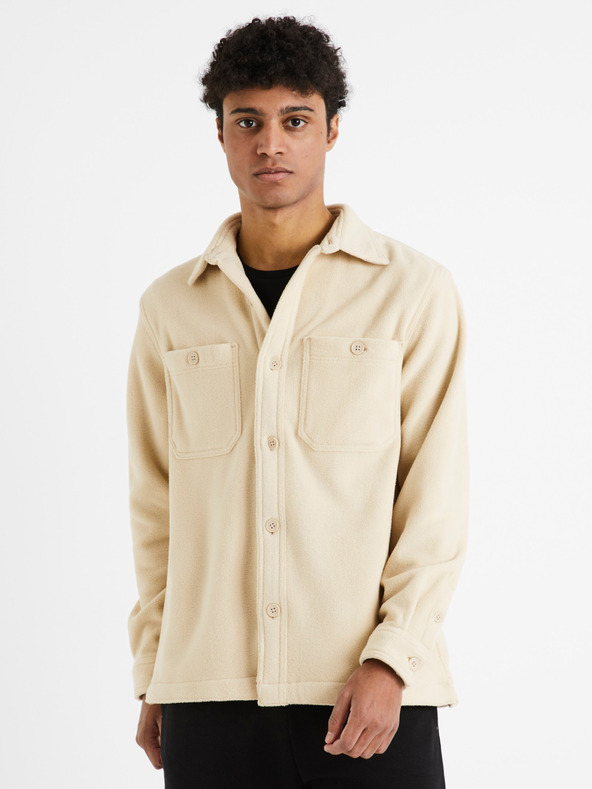 Celio Bézs színű férfi felső póló Celio Dafleece