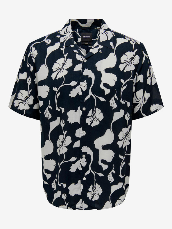 ONLY & SONS Sötétkék férfi ONLY & SONS Dash rövid ujjú, mintás rövid ujjú ing