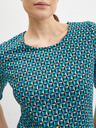 Orsay ORSAY petróleumzöld mintás hosszú ujjú női póló