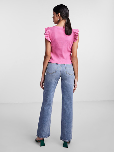 Pieces Rózsaszín női crop top T-shirt Pieces Tegan