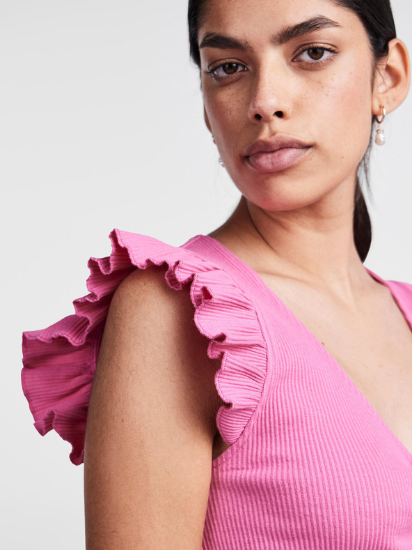 Pieces Rózsaszín női crop top T-shirt Pieces Tegan