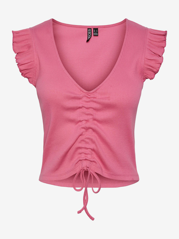 Pieces Rózsaszín női crop top T-shirt Pieces Tegan