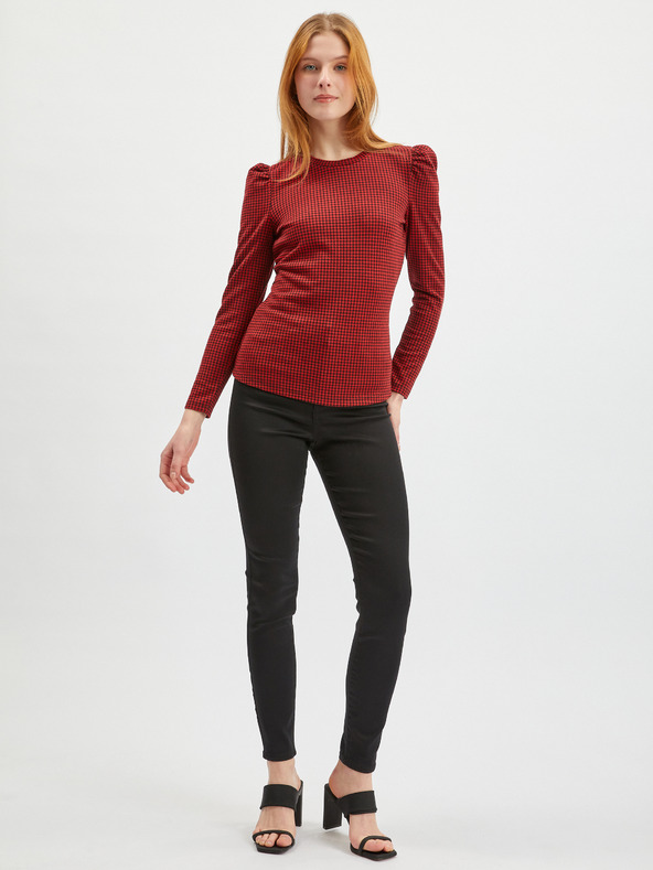 Orsay ORSAY piros mintás hosszú ujjú női póló