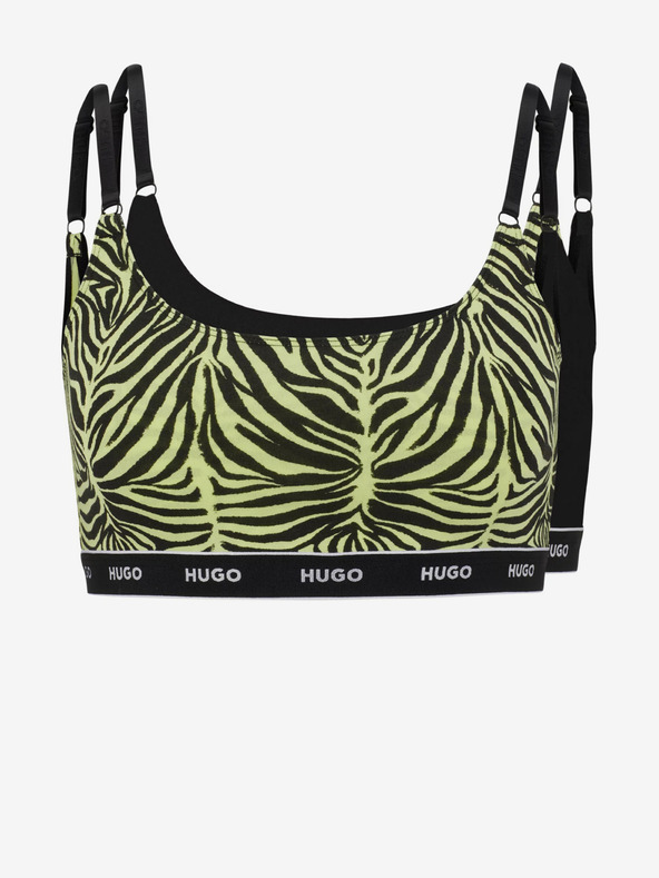 HUGO Két darabos HUGO női melltartó szett fekete és mintás női melltartókkal