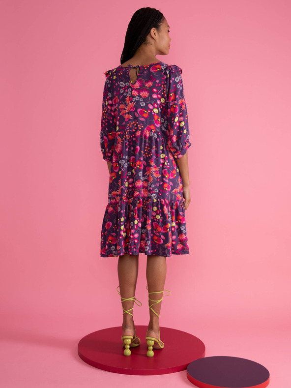 Blutsgeschwister Rózsaszín és lila női virágos ruha Blutsgeschwister Fabala By Butterfly