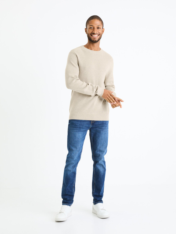 Celio Bézs férfi basic pulóver Celio Femoon