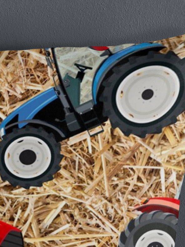 Good Morning Zöld és bézs színű fordítható ágynemű traktor motívummal Good Morning Cas 140 x 200 cm