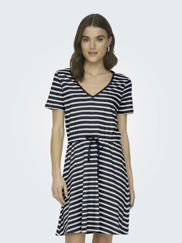 ONLY Fehér és sötétkék női csíkos alapruha ONLY May