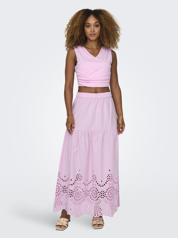 ONLY Világos rózsaszín női maxiszoknya ONLY Roxanne Roxanne