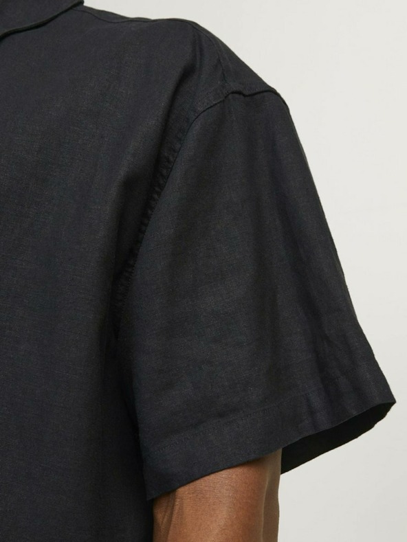 Jack & Jones Fekete férfi rövid ujjú lenvászon ing Jack & Jones Faro