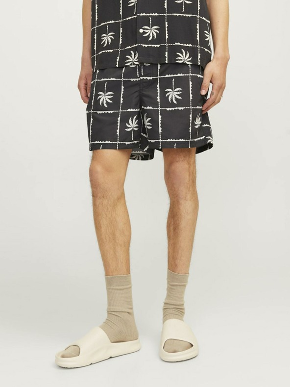 Jack & Jones Fekete férfi mintás fürdőnadrág Jack & Jones Fiji
