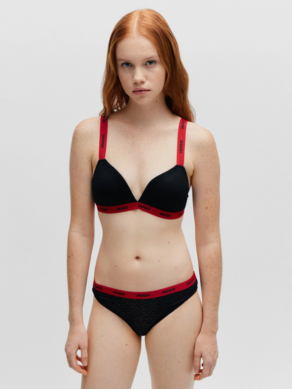 HUGO Fekete női HUGO csipkemelltartó